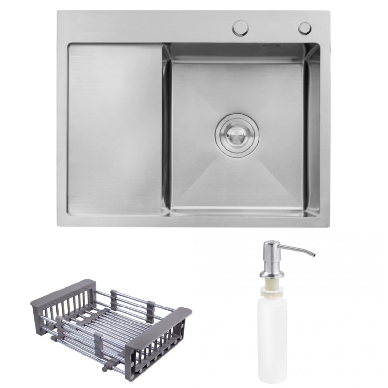 Мойка для кухни Kroner KRP Geburstet-6350RHM 63х50 см крыло слева нержавеющая сталь CV031321