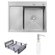 Мойка для кухни Kroner KRP Geburstet-6350RHM 63х50 см крыло слева нержавеющая сталь CV031321