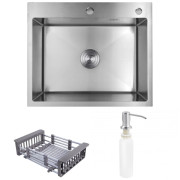 Мойка для кухни Kroner KRP Geburstet-6050HM 60х50 см с дозатором и сушилкой нержавеющая сталь CV022802