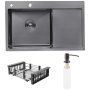 Мойка для кухни Kroner KRP Schwarze-7849LHM 78х49 см крыло справа нержавеющая сталь черный PVD CV025278