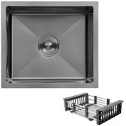 Мойка для кухни Kroner KRP Schwarze-4843HM 48х43 см с сушилкой нержавеющая сталь черный PVD CV022792