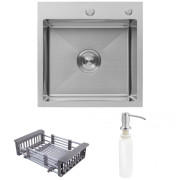 Мойка для кухни Kroner KRP Gebürstet-4545HM 45х45 см с дозатором и сушилкой нержавеющая сталь CV033855