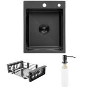 Мойка для кухни Kroner KRP Schwarze-4050HM 40х50 см с дозатором и сушилкой нержавеющая сталь черный PVD CV035374