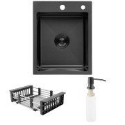 Мойка для кухни Kroner KRP Schwarze-4050HM 40х50 см с дозатором и сушилкой нержавеющая сталь черный PVD CV035374