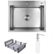 Мийка для кухні Kroner KRP Geburstet-6050HM 60х50 см з дозатором та сушаркою нержавіюча сталь CV022802