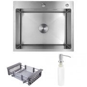 Мийка для кухні Kroner KRP Geburstet-6050HM 60х50 см з дозатором та сушаркою нержавіюча сталь CV022802