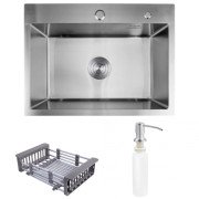 Мийка для кухні Kroner KRP Geburstet-5843HM ​​58х43 см з дозатором та сушаркою нержавіюча сталь CV022801