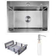 Мийка для кухні Kroner KRP Geburstet-5843HM ​​58х43 см з дозатором та сушаркою нержавіюча сталь CV022801