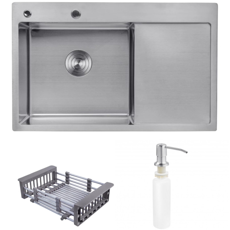 Мийка для кухні Kroner KRP Geburstet-7849LHM 78х49 см крило справа нержавіюча сталь CV025275