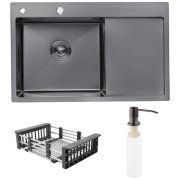 Мойка для кухни Kroner KRP Schwarze-7849LHM 78х49 см крыло справа нержавеющая сталь черный PVD CV025278