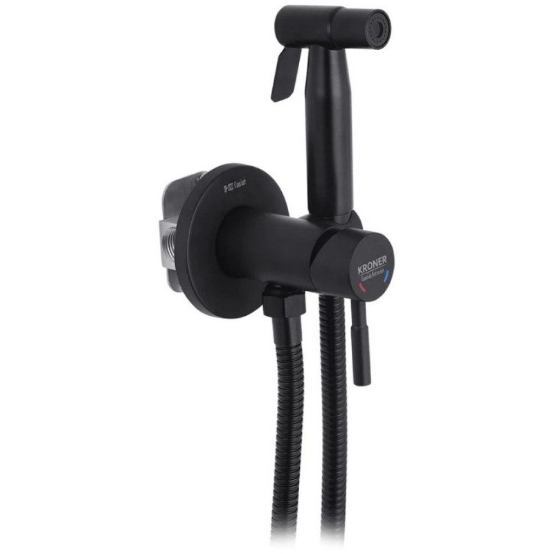 Гигиенический душ со смесителем Kroner KRP Edelstahl Klassisch-SCH053 нержавеющая сталь черный CV029967