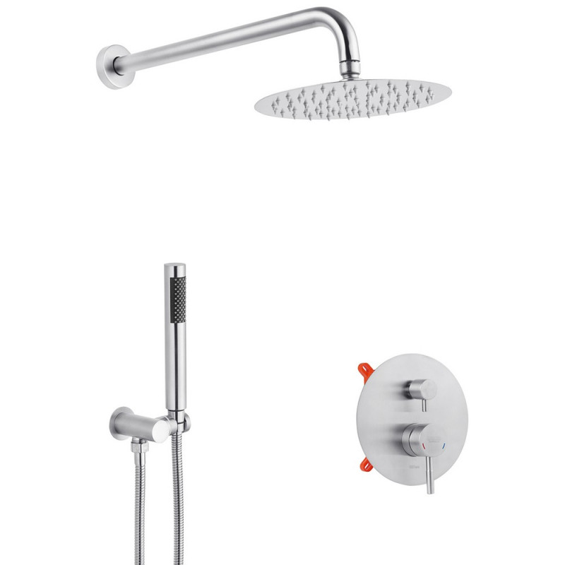 Душевая система скрытого монтажа Kroner KRP Edelstahl Klassisch-ESG082 со смесителем нержавеющая сталь CV029973