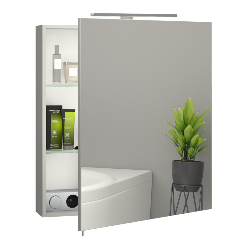 Зеркальный шкаф Sanwerk Everest 60х65 см с подсветкой 30 см ЛДСП серый MV0000918