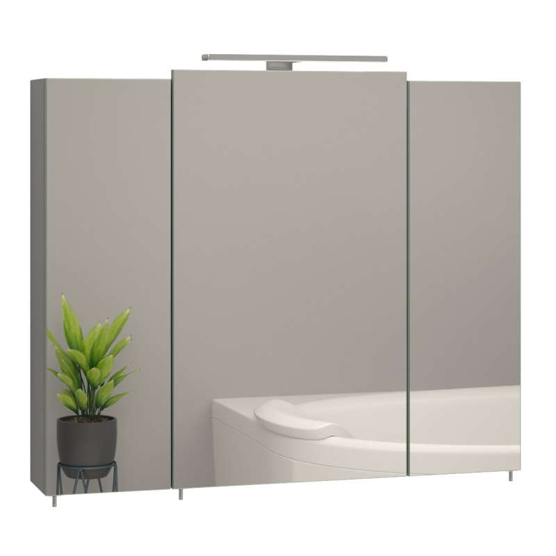 Зеркальный шкаф Sanwerk Everest 80х66,5 см с подсветкой 30 см ЛДСП серый MV0000920
