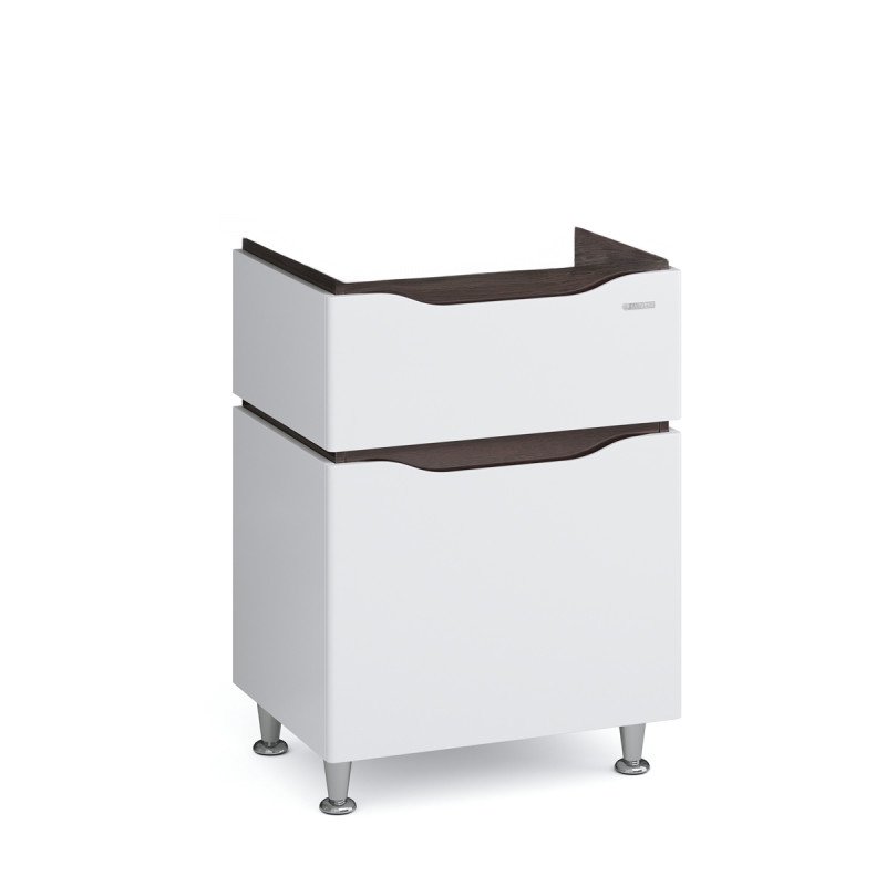 Тумба під раковину підлогова Sanwerk Alessa 57х45 см МДФ білий/венге TV0000293