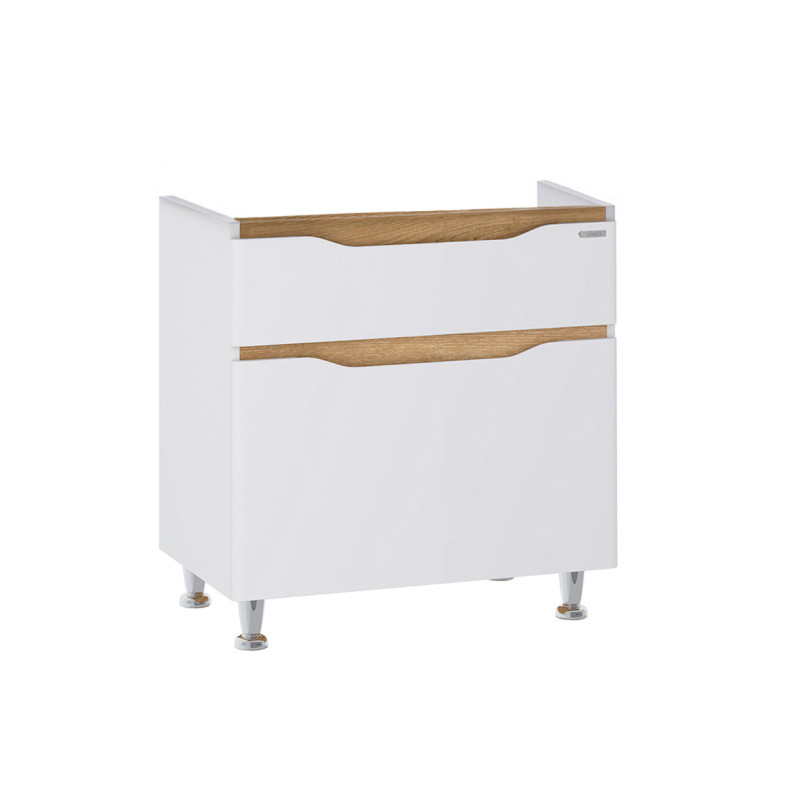 Тумба під раковину підлогова Sanwerk Liga 69,2х44 см МДФ білий/дерево месіна TV0000208