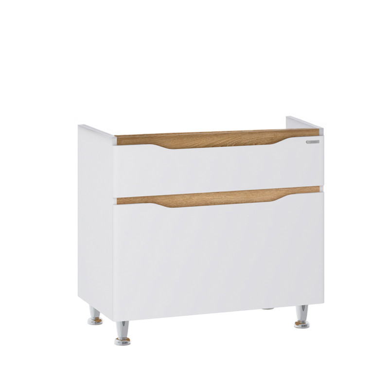 Тумба під раковину підлогова Sanwerk Liga 78х44 см МДФ білий/дерево месіна TV0000209