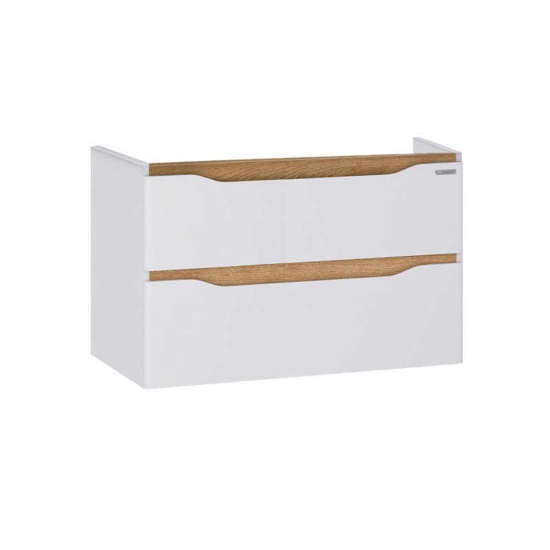 Тумба под раковину подвесная Sanwerk Liga Air 87х45,6 см МДФ белый/дерево мессина TV0000215