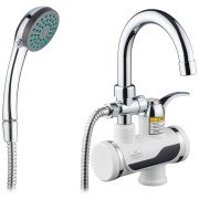 Водонагреватель проточный Kroner KRM Volt-CW191MDS с краном и душевм гарнитуром хром/белый CV023248