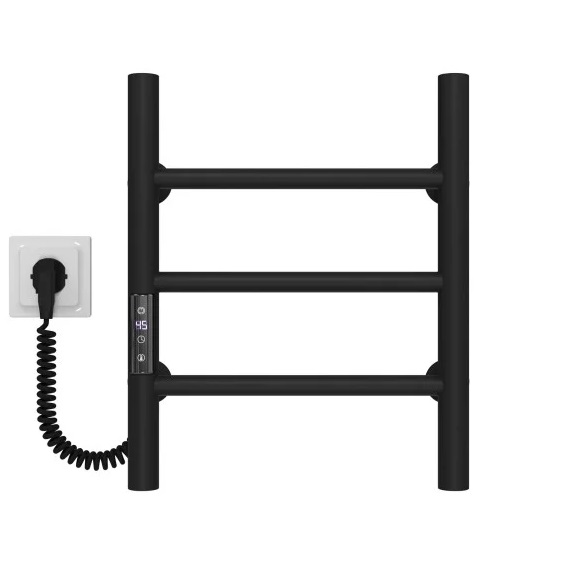 Електрична сушарка для рушників Deffi Оріон П3 400х400 ліве підключення JD03 чорний C.OR.40.40.3.E.B.L.1