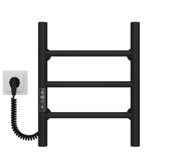 Электрический полотенцесушитель Deffi Орион П3 400х400 левое подключение JD03 черный C.OR.40.40.3.E.B.L.1