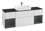 Тумба під раковину Villeroy & Boch Finion 160х50,1 см із підсвічуванням МДФ білий матовий лак/скло чорне матове G452HGMT