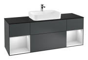 Тумба під раковину Villeroy & Boch Finion 160х50,1 см із підсвічуванням МДФ темно-синій матовий лак/скло чорне матове G452MTHG