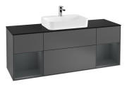 Тумба під раковину Villeroy & Boch Finion 160х50,1 см із підсвічуванням МДФ антрацит матовий лак/скло чорне матове G452HGGK