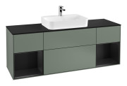 Тумба під раковину Villeroy & Boch Finion 160х50,1 см із підсвічуванням МДФ оливковий матовий лак/скло чорне матове G452PDGM
