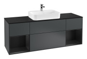 Тумба под раковину Villeroy & Boch Finion 160х50,1 см с подсветкой МДФ темно-синий матовый лак/стекло черное матовое G452PDHG