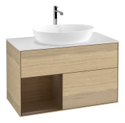 Тумба под раковину Villeroy & Boch Finion 100х50,1 см с подсветкой МДФ шпон дуба/стекло белое матовое F771GNPC