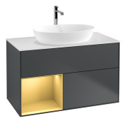 Тумба под раковину Villeroy & Boch Finion 100х50,1 см с подсветкой МДФ темно-синий матовый лак/стекло белое матовое F771HFHG