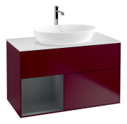 Тумба под раковину Villeroy & Boch Finion 100х50,1 см с подсветкой МДФ пион матовый лак/стекло белое матовое F771HGHB