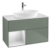 Тумба под раковину Villeroy & Boch Finion 100х50,1 см с подсветкой МДФ оливковый матовый лак/стекло белое матовое F771MTGM