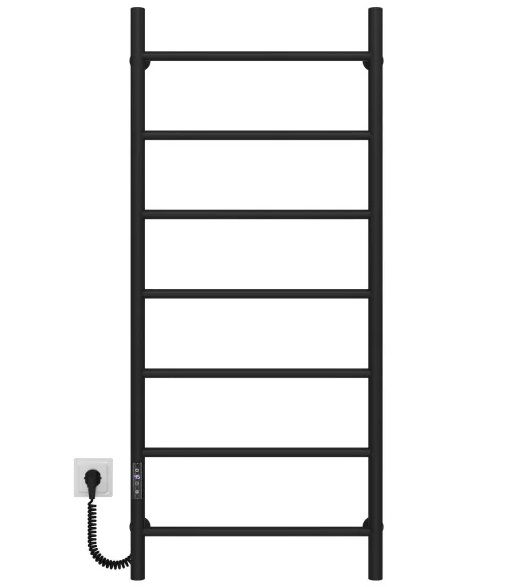 Електрична сушарка для рушників Deffi Оріон П7 500х1200 ліве підключення JD03 чорний C.OR.120.50.7.E.B.L.1