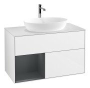 Тумба під раковину Villeroy & Boch Finion 100х50,1 см з підсвіткою МДФ білий глянцевий лак/скло біле матове F771HGGF