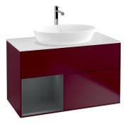 Тумба под раковину Villeroy & Boch Finion 100х50,1 см с подсветкой МДФ пион матовый лак/стекло белое матовое F771HGHB