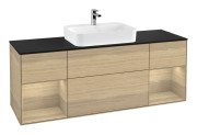 Тумба под раковину Villeroy & Boch Finion 160х50,1 см с подсветкой МДФ шпон дуба/стекло черное матовое G452PCPC