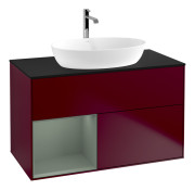 Тумба под раковину Villeroy & Boch Finion 100х50,1 см с подсветкой МДФ пион матовый лак/стекло черное матовое F772GMHB