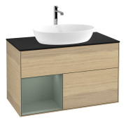 Тумба под раковину Villeroy & Boch Finion 100х50,1 см с подсветкой МДФ шпон дуба/стекло черное матовое F772GMPC