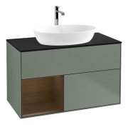 Тумба под раковину Villeroy & Boch Finion 100х50,1 см с подсветкой МДФ оливковый матовый лак/стекло черное матовое F772GNGM