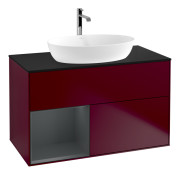 Тумба под раковину Villeroy & Boch Finion 100х50,1 см с подсветкой МДФ пион матовый лак/стекло черное матовое F772HGHB