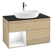 Тумба под раковину Villeroy & Boch Finion 100х50,1 см с подсветкой МДФ шпон дуба/стекло черное матовое F772GFPC