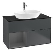 Тумба под раковину Villeroy & Boch Finion 100х50,1 см с подсветкой МДФ темно-синий матовый лак/стекло черное матовое F772GKHG