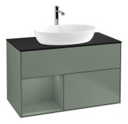 Тумба під раковину Villeroy & Boch Finion 100х50,1 см із підсвічуванням МДФ оливковий матовий лак/скло чорне матове F772GMGM