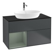 Тумба під раковину Villeroy & Boch Finion 100х50,1 см із підсвічуванням МДФ темно-синій матовий лак/скло чорне матове F772GMHG