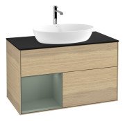 Тумба под раковину Villeroy & Boch Finion 100х50,1 см с подсветкой МДФ шпон дуба/стекло черное матовое F772GMPC