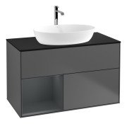 Тумба під раковину Villeroy & Boch Finion 100х50,1 см із підсвічуванням МДФ антрацит матовий лак/скло чорне матове F772HGGK