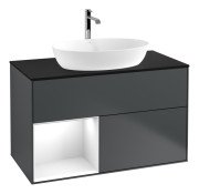 Тумба под раковину Villeroy & Boch Finion 100х50,1 см с подсветкой МДФ темно-синий матовый лак/стекло черное матовое F772GFHG