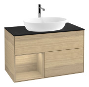 Тумба под раковину Villeroy & Boch Finion 100х50,1 см с подсветкой МДФ шпон дуба/стекло черное матовое F772PCPC